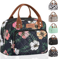 HOMESPON Lunch Bag for Woman Man Adults with Front Pocket Insulated Lunch Tote Lunch Box Container for Work Picnic or Travel(Green Leaves)