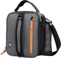 MIER Expandable Lunch Bag Insulated Lunch Box for Men to Work Travel Portable Lunchbox Bags with Shoulder Strap and Water Bottle Holder(Grey/Orange)