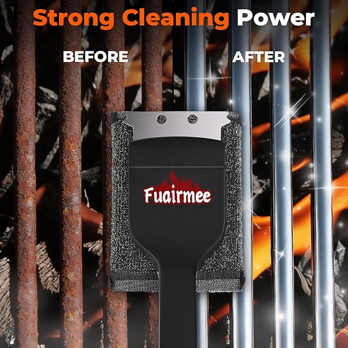 2PCS Bristle Free Grill Brush with Scraper, Efficient Cleaning, Safe Grill Accessories for Weber Gas/Stainless Steel Grates/Charcoal Grill, Gift for Dad