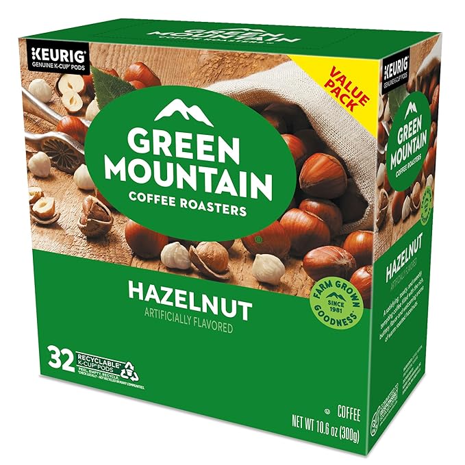 Green Mountain Coffee Roasters Hazelnut Keurig Single-Serve K-Cup Pods, Light Roast Coffee, 32 Count
