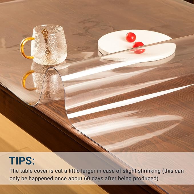 Clear Table Cover Protector Rectangle 16x42 Inch, 1.5mm Transparent Plastic Table Protector Waterproof, Anti-Scratch Clear Desk Mat for Office Desktop Dresser Dining Table, FDA Compliant
