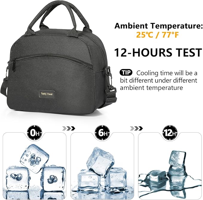 Lunch Bag Women Insulated Lunch Bag For Men Waterproof Lunch Cooler Bag Insulated Lunch Box For Women Portable Reusable Lunch Bag,With Adjustable Straps Can Be Used For Work,Picnic (Black)