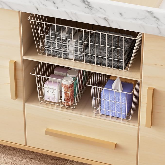 SANNO 15.7in Freezer Baskets Bins - Freezer Storage Containers Organizer for Office, Bathroom, Pantry