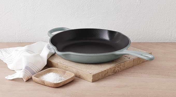 Le Creuset Enameled Cast Iron Signature Iron Handle Skillet, 9", Sea Salt