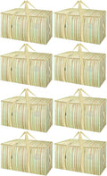 BALEINE 8-Pack Oversized Moving Bags with Reinforced Handles, Heavy-Duty Storage Tote for Clothes, Moving Supplies (Color Strip, 8-Pack)