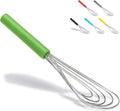 Flat Whisk Silicone Handle Non Slip 10" - 5 Wires Whisk with 10 Heads for Kitchen Cooking by Jell-Cell (Green)
