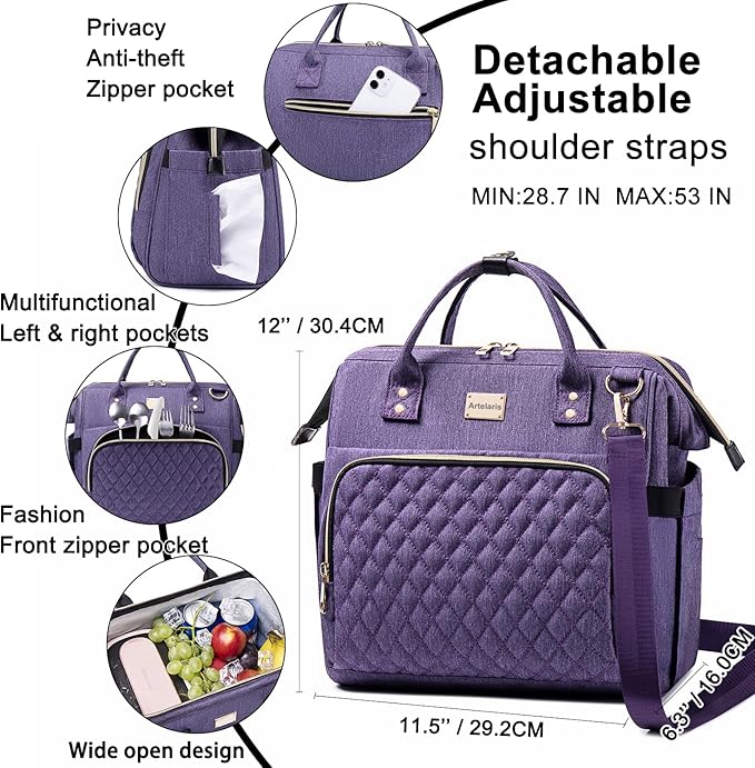 Artelaris Insulated Lunch Bag for Women Men, Large Reusable Lunch Box, Adult Leakproof Cooler Tote Bags Adjustable Strap for Work Picnic（16 Liters）
