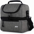 MIER Adult Lunch Box Insulated Lunch Bag Large Cooler Tote Bag for Men, Women, Double Deck Cooler (Grey, Large)