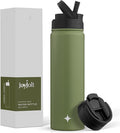 JoyJolt Triple Insulated Water Bottle with Straw Lid AND Flip Lid! 22oz Water Bottle, 12 Hour Hot/Cold Vacuum Insulated Stainless Steel Water Bottle. BPA-Free Leakproof Water Bottles - Thermos Bottle