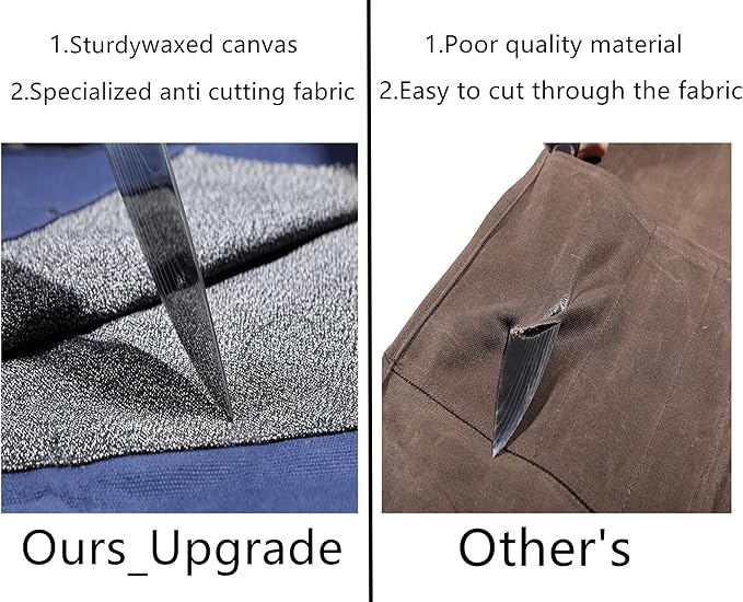 Chef's Knife Bag With 5 Slots, Wax Canvas Knife roll with Professional Anti Cutting Fabric Inside (Blue)