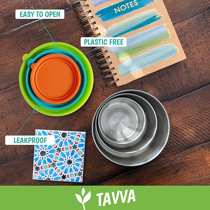 TAVVA Stainless Steel Lunch Containers for Kids [12oz/ 7oz/ 3oz] - BPA-Free Metal Lunchbox with Leakproof Silicone Lids - Lunch Box for Kids - Small Snack Food Containers with Lids - Dishwasher Safe