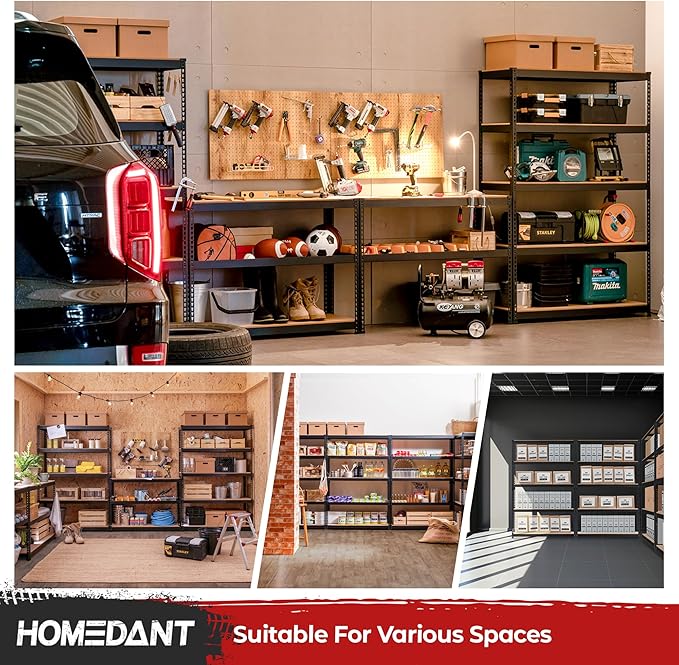 HOMEDANT 5 Tier Laminated Boltless Heavy Duty Garage Storage Adjustable Wide Size Metal Shelving Unit Utility Rack Shelves Organization Multipurpose Shelf Shed Warehouse 47.7"W x 18.2"D x 71.3"H 2Pack