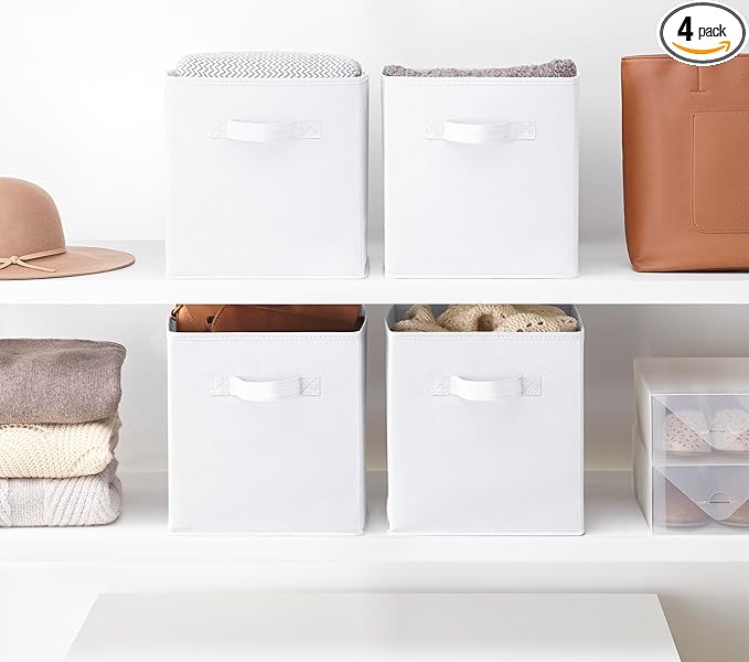 Whitmor Collapsible Cubes - 10.5 x 10.5 x 11 inches - White - Set of 4
