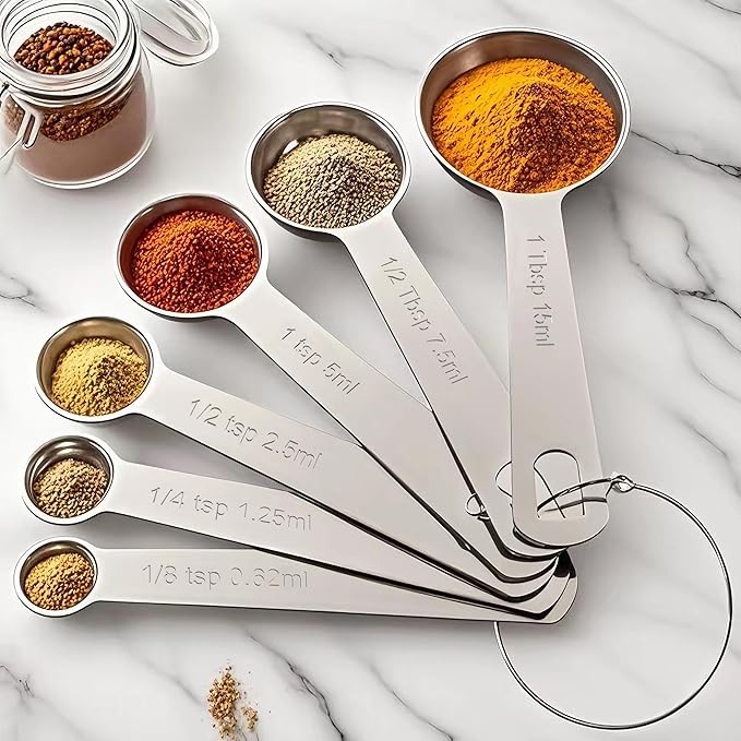 TILUCK Stainless Steel Measuring Spoons Set,Coffee Scoop Spoon,Kitchen Gadgets for Cooking & Baking,Set of (6)