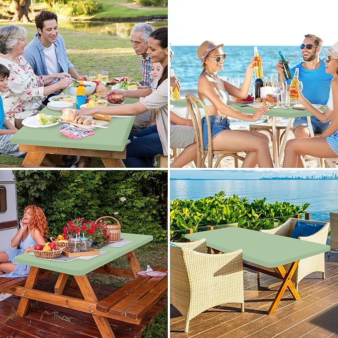 homing Rectangle Table Cloth Cover, Waterproof Polyester Elastic Fitted Tablecloth, Fits for 5 Foot Folding Tables, Washable Table Protector for Picnic, Camping, Outdoor (Green, 30" x 60")