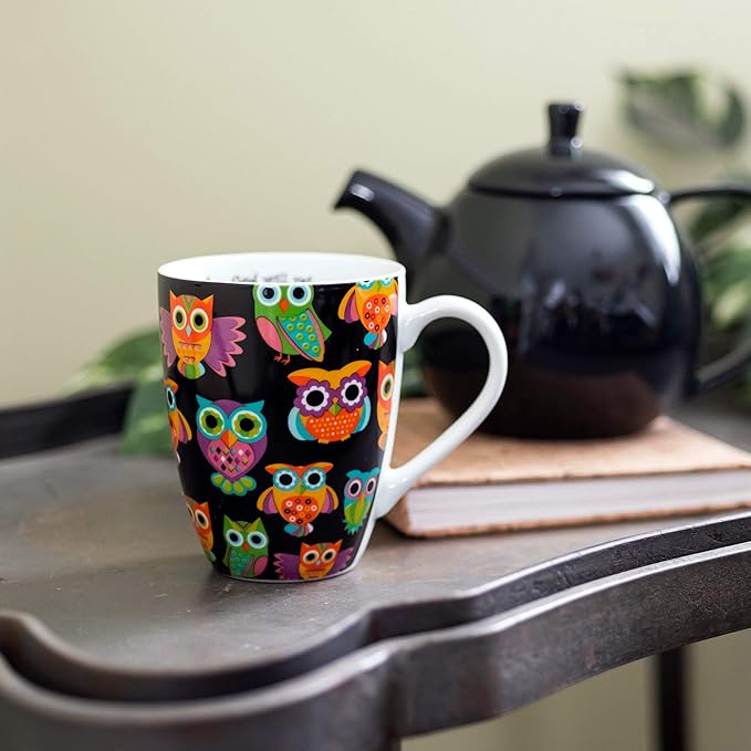 Divinity Boutique 20607 Boxed Mugs, Owl Pattern, 12 ounce
