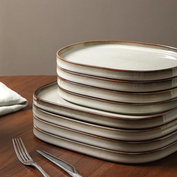 Stone Lain Cairo 24-Piece Dinnerware Set Stoneware, Plates and Bowls Set, Microwave and Dishwasher Safe, Includes Dinner and Salad Plates, Cereal Bowls, Dishes for 8, Grey
