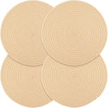 Billbotk Round Woven Placemats Set of 4, 13 Inches Table Place Mats for Dining Table, Hot Pads for Kitchen, Trivets for Hot Dishes, Pots and Pans,Tabletop Accessories(Beige)