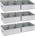 DIMJ Large Closet Shelf Organizer Bins 6 Packs with Handles and Divider, Fabric Trapezoid Storage Baskets, Foldable Clothes Containers Box for Shelf, Towel, Book, Toy, Purse, Hats, Grey