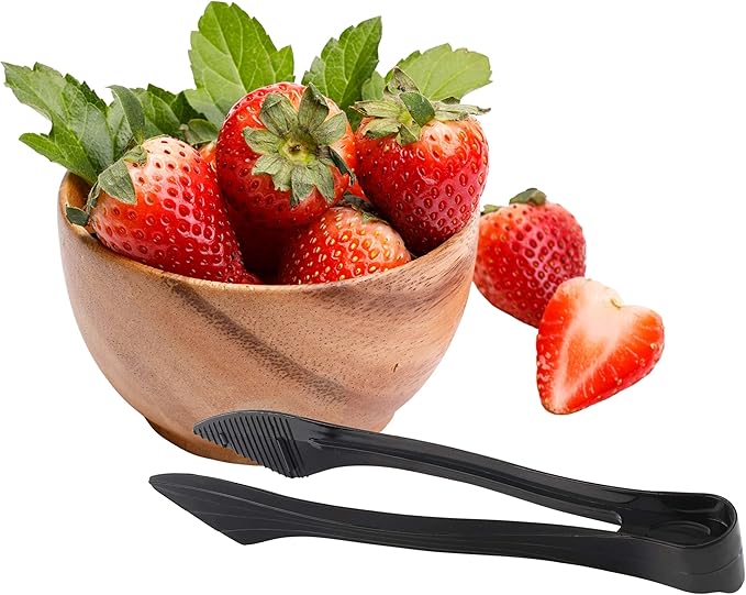 PARTY BARGAINS 8.5 Inches Plastic Serving Tongs, 12 Pack, Premium Quality & Heavy-Duty Black Plastic Tongs for BBQ, Salads, Grilling, Buffets, & Kitchen