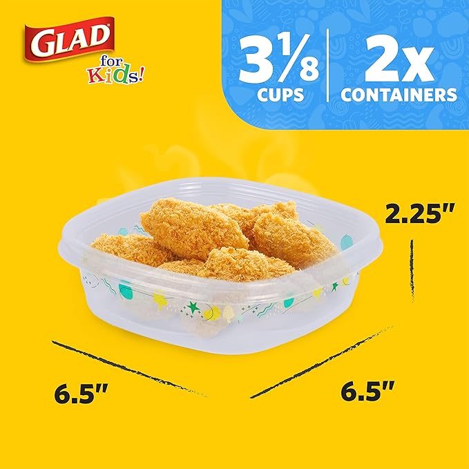 Glad for Kids GladWare Variety Pack - Back-to-School Food Storage Containers with Lids - Mixed Sizes with Rainbow and Cute Patterns - Tight-Sealing Kids Lunch Set - 26 Pieces