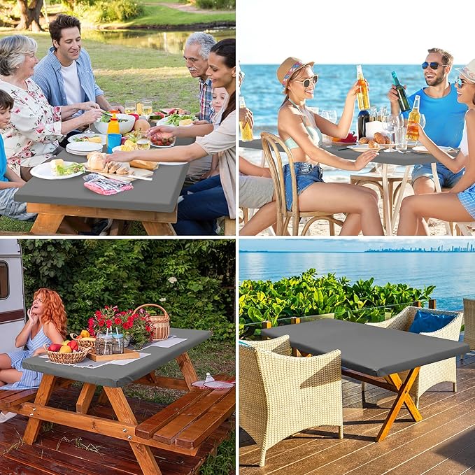 homing Rectangle Table Cloth Cover, Waterproof Polyester Elastic Fitted Tablecloth, Fits for 6 Foot Folding Tables, Washable Table Protector for Picnic, Camping, Outdoor (Grey, 30" x 72")