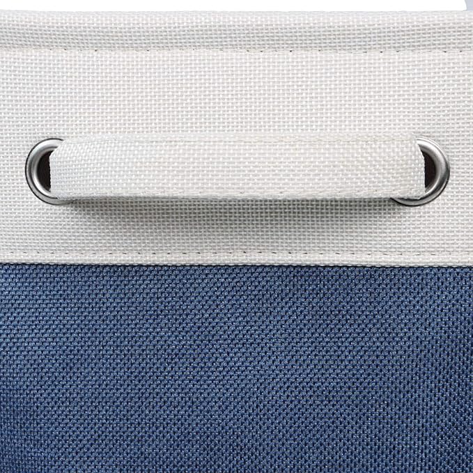 Kntiwiwo Foldable Storage Bin Collapsible Fabric Storage Basket Cube with Durable Handles Closet Organizer Bins for Organizing Shelves Drawers, Set of 3, 15" x 10" x 9.5", Blue