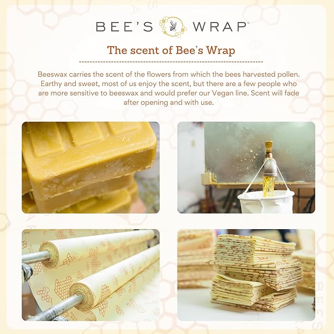 Bee's Wrap Vegan Beeswax Wraps for Food - Vegan Meadow Magic 3 Pack (2M 1 Sandwich) Made in USA Reusable & Organic Food Wraps, Sandwich Wrap - Eco-Friendly Alternative to Aluminum Foil & Plastic Wrap