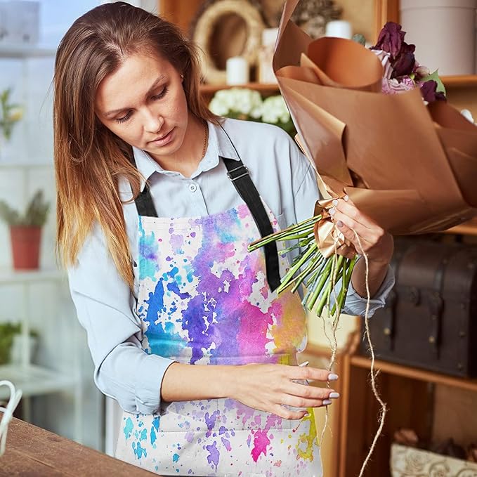 Britimes Apron Home Kitchen Cooking Baking Gardening for Women Men with Pockets Shades Watercolor Clouds Colorful Paint 32x28 inch