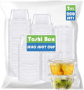 TashiBox Plastic Portion Cups with Lids [2 Ounce, 200 Sets] Disposable Plastic Cups for Meal Prep, Salad Dressing, Jellos Shot Cups, Souffle Cups, Condiment & Dipping Sauce Cups