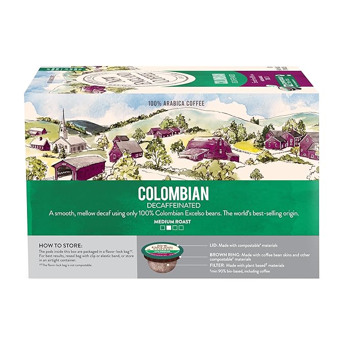New England Coffee Colombian Decaffeinated Medium Roast Single Serve Pods, 12ct Box (Pack of 1)
