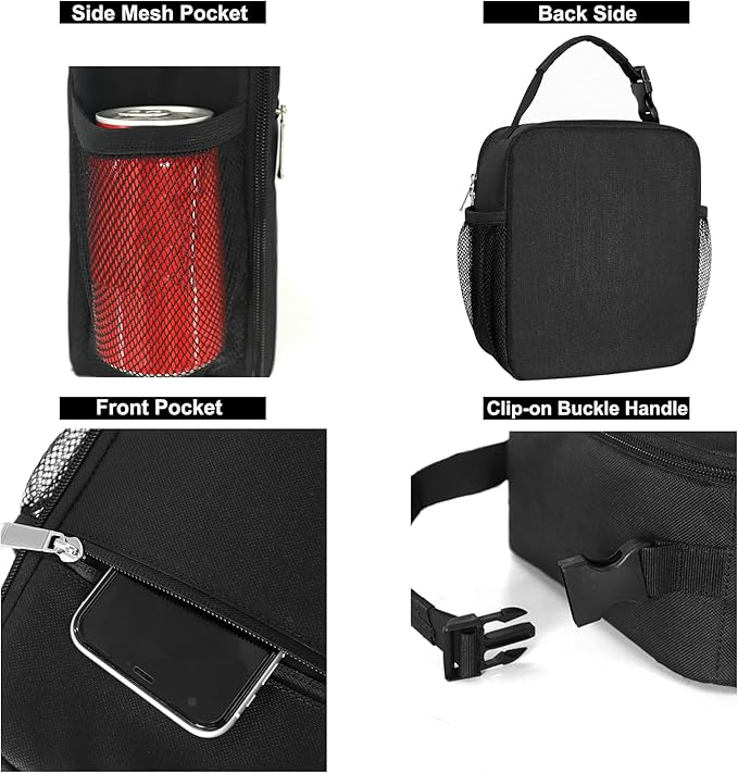 Lunch Box for Men & Women Durable Lunch Bag for Adults Reusable Small Lunchbox Black