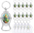 Misdary 12 Pcs St. Jude Bottle Opener Keychain Catholic Bottle Opener with Organza Baptism Party Favor for Guest