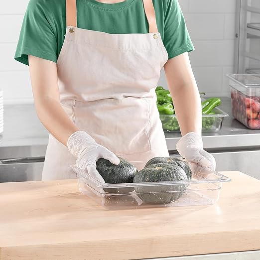 6-Pack Half Size Food Pan 2.5 Inch Deep Food Storage Container for Commercial Business Clear Stackable Polycarbonate Pans for Food Prep BPA Free Freezer-safe