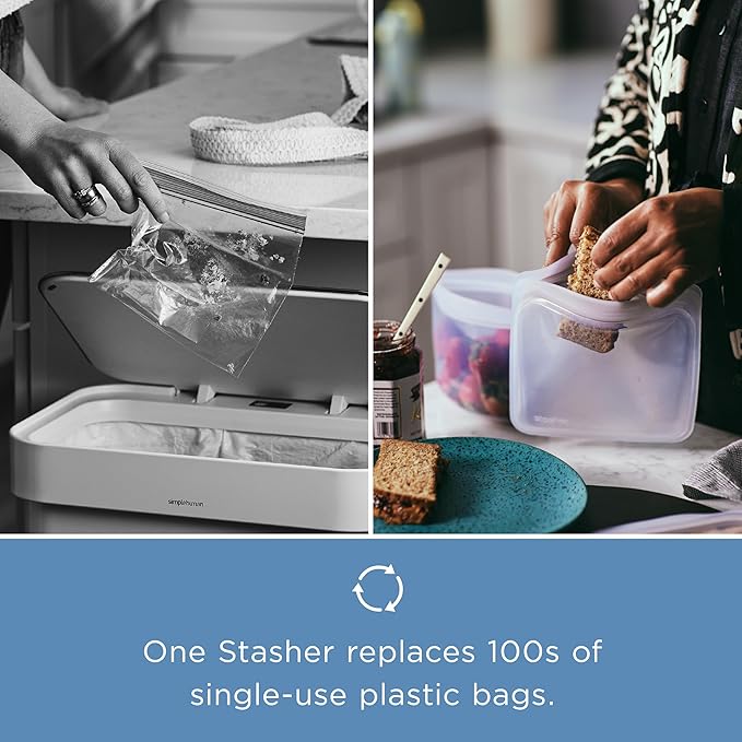 Stasher Premium Silicone Reusable Food Storage Bowl, Deep Ocean, Microwave, Sous Vide, Dishwasher, Oven and Freezer Safe, BPA Free, Leak-free, Eco-friendly, 4-Cup Bowl