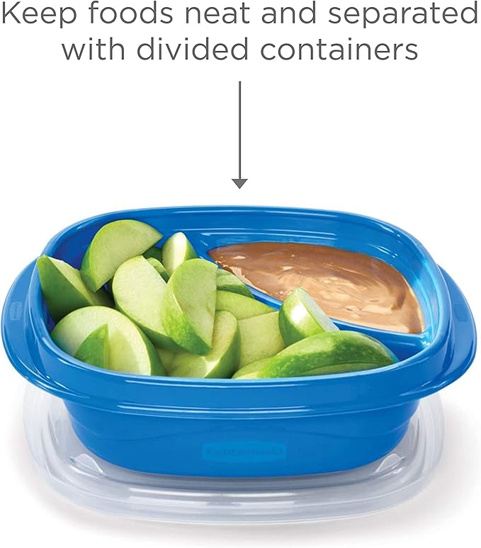 Rubbermaid 50-Piece Food Storage Containers with Lids for Lunch, Meal Prep, and Leftovers, Dishwasher Safe, Set of 25, Marine Blue