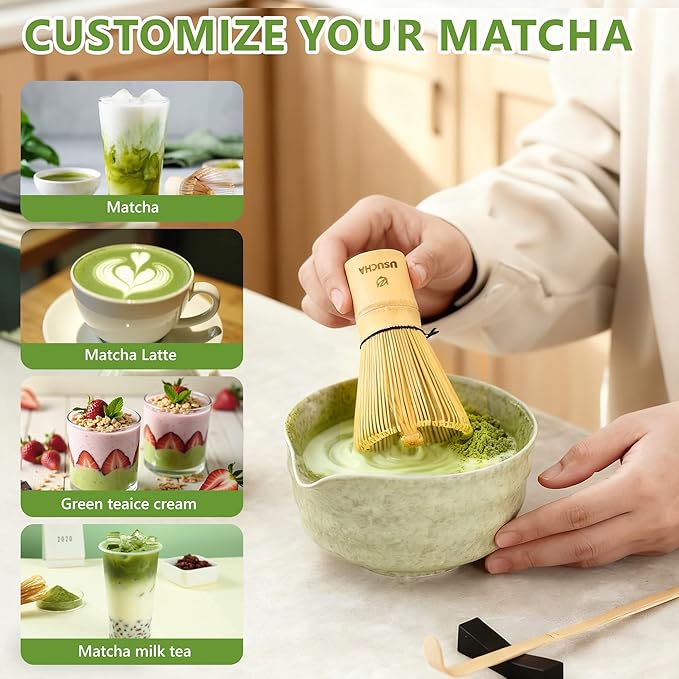 Bamboo Matcha Whisk, Handcrafted Organic Traditional Japanese Chasen, Matcha Stirrer Green Tea Preparation Mixing Tool Accessory (80 Prongs)