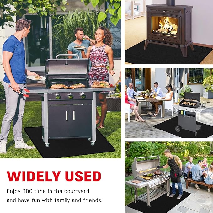 60 x 40 inch Under Grill Mats for Outdoor Grill, Double-Sided Fireproof, Oil and Waterproof Protective Mat for Grass and Deck, Outerdoor BBQ Fire Pit Fireplace Mat