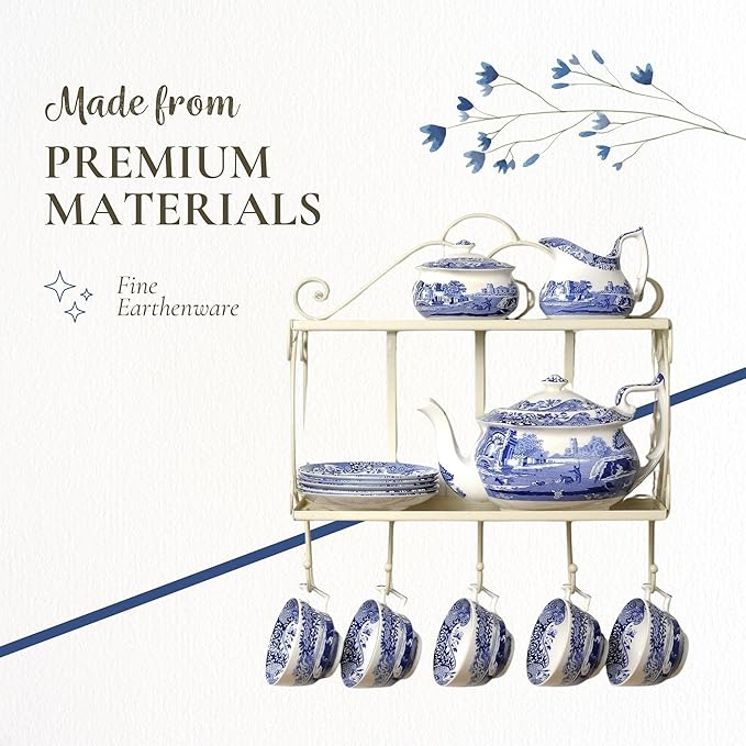 Spode Blue Italian 9.5-Inch Serving Bowl - Elegant Porcelain Tableware for Vegetables, Main Dishes, Entrees, Sides, Salads - Mix & Match Blue Patterned Rim with Dinnerware Sets, Great for Hosting