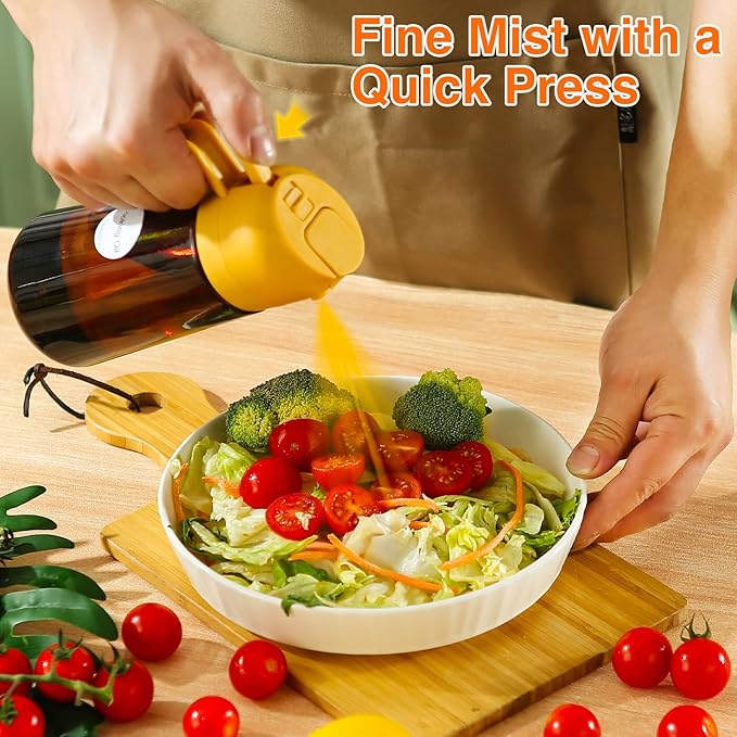 Oil Sprayer for Cooking, 2 In 1 Oil Dispenser and Oil Sprayer (Orange+Dark Brown)