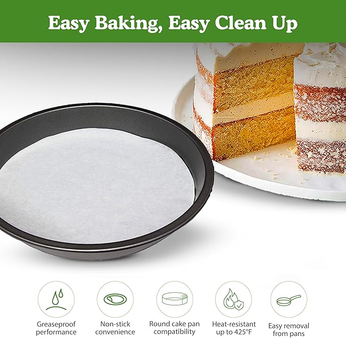 Regency Wraps Parchment Paper Circles For Round Cake Pans, Greaseproof Liners for Non-Stick Baking, 8" (Pack of 100), White