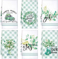 Set of 6 Eucalyptus Kitchen Towels Green Leaves Dishtowels Absorbent Spring Summer Hand Tea Towels 24 x 16 Inch Eucalyptus Lover Gifts Holiday Wedding Gifts for Farmhouse Kitchen Bathroom Decor