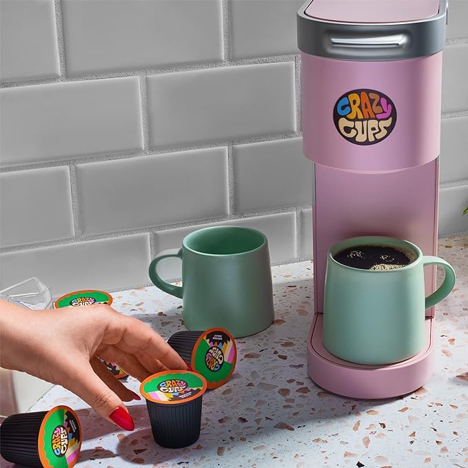 Crazy Cups Decaf Flavored Coffee Pods, Decaffeinated Cinnamon French Toast Flavored Coffee, Single Serve Hot or Iced Medium Roast Coffee for Keurig K Cups Machines(Pack of 1, 22 Count Total)