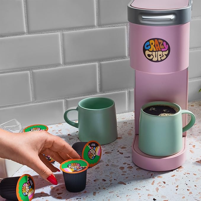 Crazy Cups Decaf Flavored Coffee Pods, Decaffeinated White Chocolate Straberry Flavored Coffee, Single Serve Hot or Iced Medium Roast Coffee for Keurig K Cups Machines, 22 Count