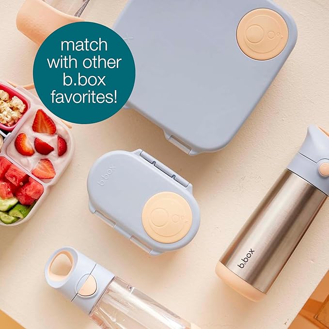 b.box Mini Lunch Box, Bento Box for Kids, Snack Container with 2 Leak Proof Compartments, Reusable Snack Containers with Lids, Kids Lunch Boxes Ages 3+, BPA Free, 4 1/4 Cup Capacity (Feelin' Peachy)