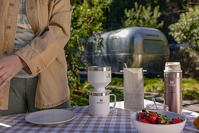 STANLEY Perfect Brew Pour Over Set | 12 oz Camp Mug with Lid Included | Drip Coffee Maker with Reusable Filter | Insulated Stainless Steel | BPA-Free | Polar