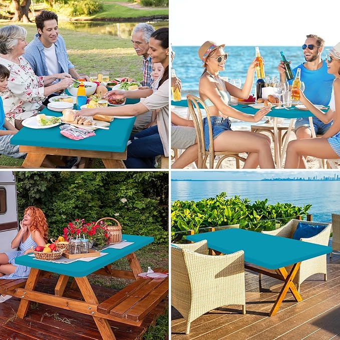homing Rectangle Table Cloth Cover, Waterproof Polyester Elastic Fitted Tablecloth, Fits for 5 Foot Folding Tables, Washable Table Protector for Picnic, Camping, Outdoor (Teal, 36" x 60")