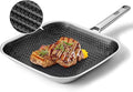 Nonstick Grill Pan,12 Inch Square Steak Grilling Pan for Indoor Cooking & Outdoor Grilling, Non Stick Stainless Steel Grill Skillet Steak Pan, PFOA Free cookware