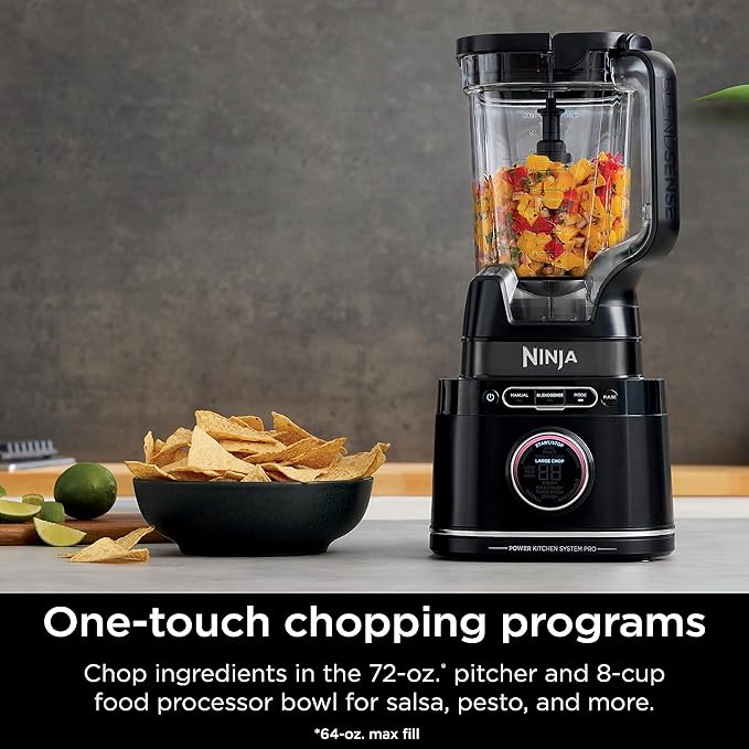 Ninja | All-in-One Blender & Food Processor | Best for Smoothies, Cookie Dough, Salsas, Cole Slaw & More | BlendSense Intelligence for Perfectly Smooth Results | 1800 Watt | Black | TB401