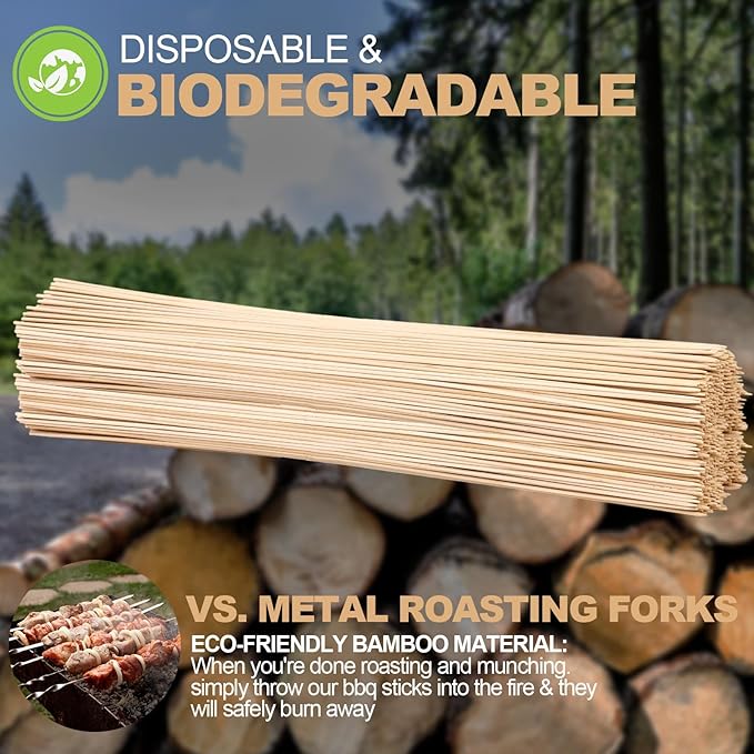 Suclain 400 Pcs Marshmallow Roasting Sticks 36" Long 5mm Thick, Smores Sticks Bamboo Skewers BBQ Kabob Grilling Barbecue Roasting Camping for Outdoor Fire Pits Campfires